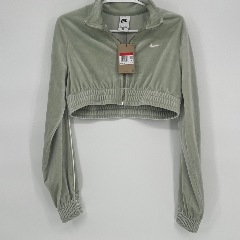 Nike Sportswear Collection Women's Cropped Velour Full-Zip Top Size Large